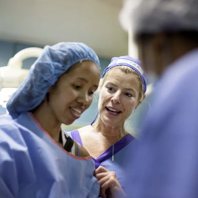 Nina is a patient advocate with Operation Smile in Madagascar. She is full of emotion as she sees her daughter for the first time after her cleft lip surgery.