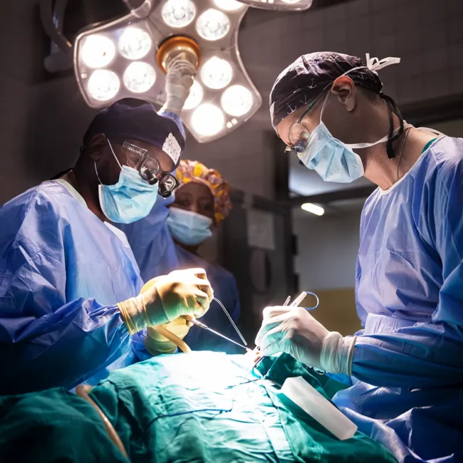 Surgeons performing a cleft repair